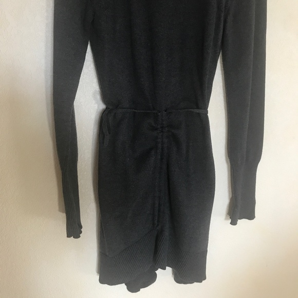 Neve Long Charcoal Cardigan with Lace Detail - Picture 8 of 8